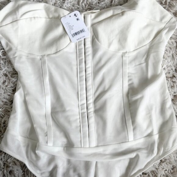 Free People E Night Rhythm Corset Bodysuit / Ivory NWT - (L) - Picture 7 of 9